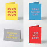 Hot foil stamped song title greeting cards