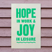 "Hope In Work, Joy In Leisure" Blue