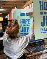 "Hope In Work, Joy In Leisure" Blue