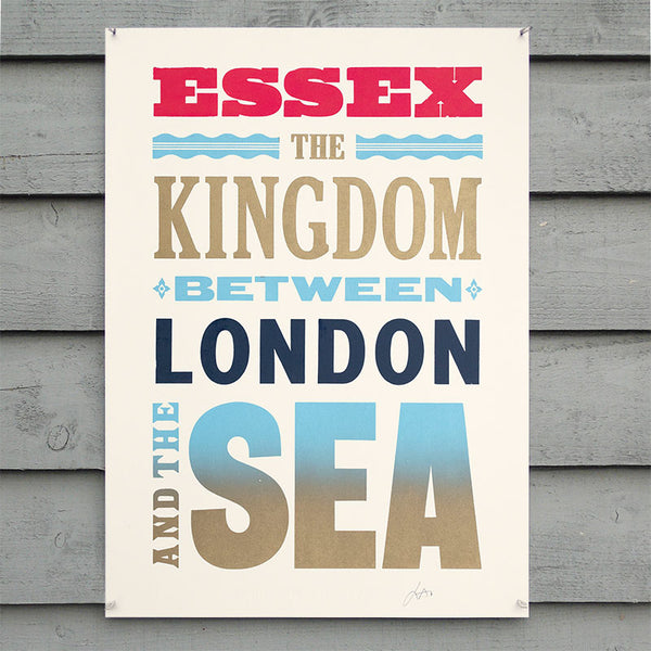 Limited edition ‘Essex – The Kingdom’ wood type letterpress print.