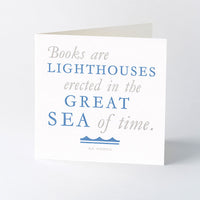 ‘Books are lighthouses’ quotation letterpress card.