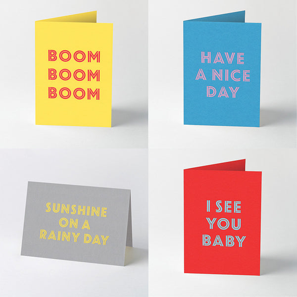 Hot foil stamped song title greeting cards