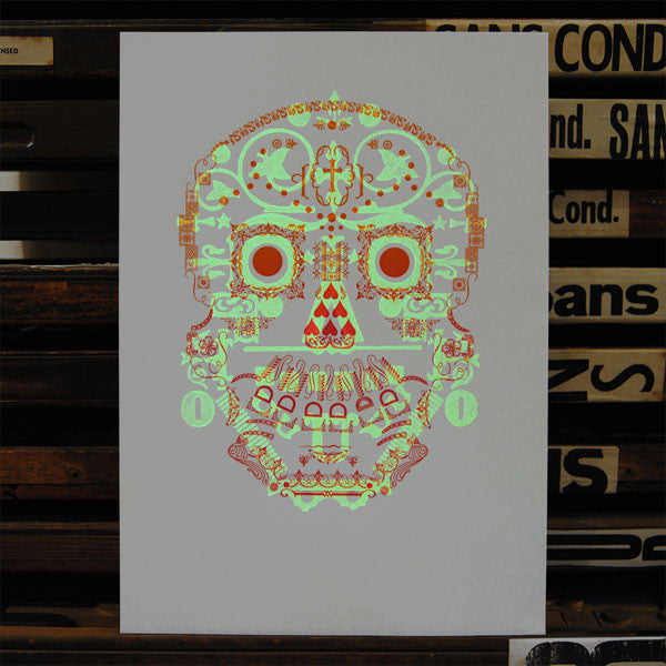 Limited edition ‘Day of the Dead’ glow-in-the-dark letterpress print