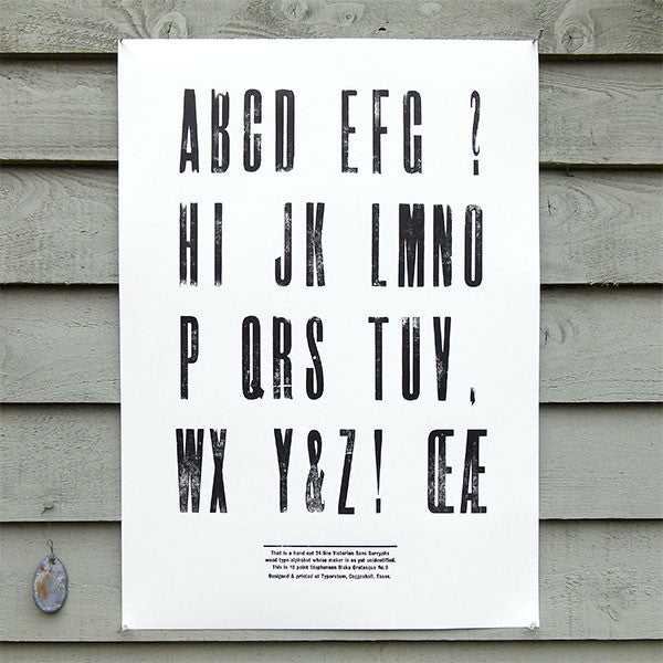‘Elongated Sans Serif’ wood type sample poster