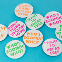 Lockdown song title pin badges – pack of three