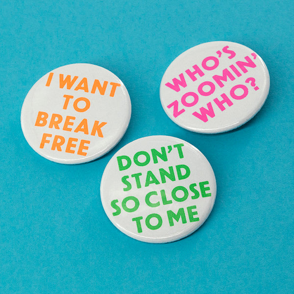 Lockdown song title pin badges – pack of three